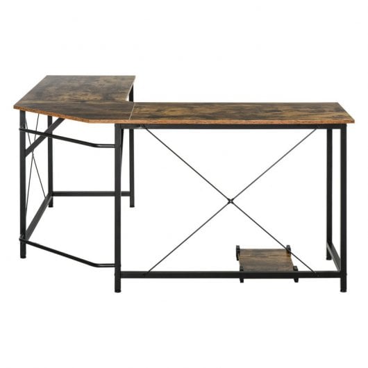 HomCom Mesa Esquinera de Oficina 150x150x75cm Madera Rústica