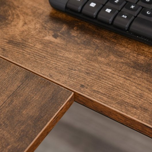HomCom Mesa Esquinera de Oficina 150x120x75cm Negra/Madera