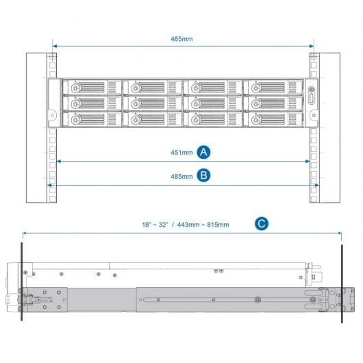 Kit guide QNAP RAIL-B02 per armadi rack TVS-471U/2U