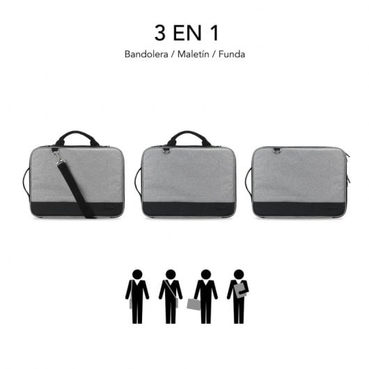 Subblim Advance Aktentasche für Laptops bis 14 Zoll, Grau
