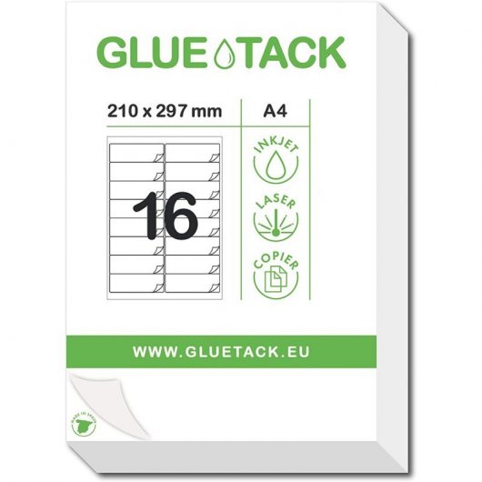GlueTack Papel Adhesivo A4 16 Etiquetas 800 Unidades