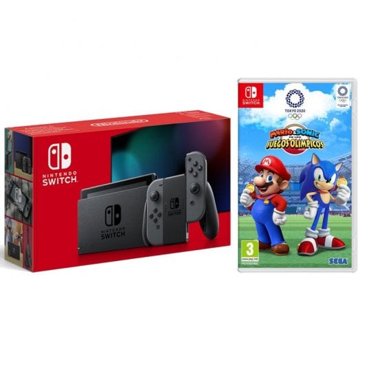 Nintendo Pack Switch Gris V2 + Mario & Sonic en los Juegos Olímpicos Tokyo 2020