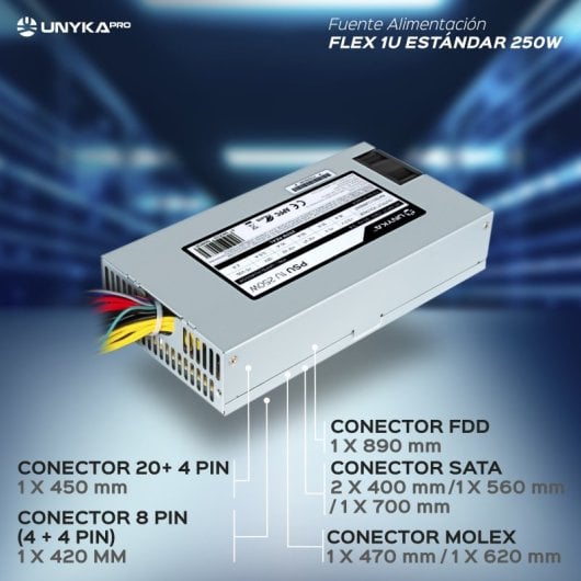 UNYKAch UKPSU1U40004 Fuente de Alimentación Flex 1U 250W para Rack 19"