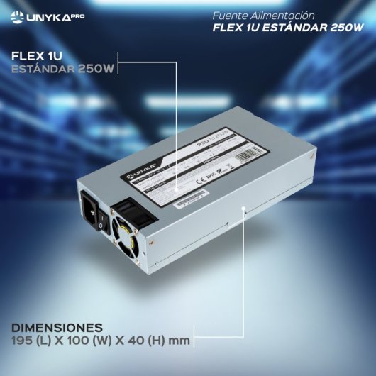 UNYKAch UKPSU1U40004 Fuente de Alimentación Flex 1U 250W para Rack 19"