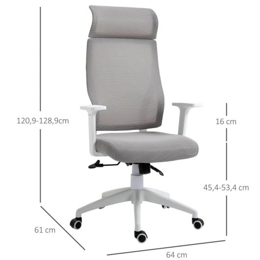 Vinsetto Silla de Oficina Ergonómica y Ajustable Gris