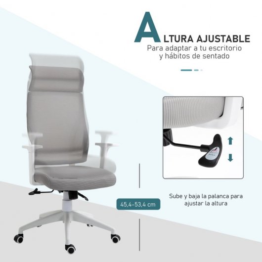 Vinsetto Silla de Oficina Ergonómica y Ajustable Gris