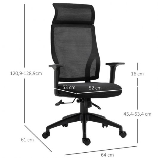 Vinsetto Silla de Oficina Ergonómica y Ajustable Negra