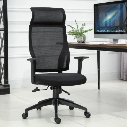 Vinsetto Silla de Oficina Ergonómica y Ajustable Negra