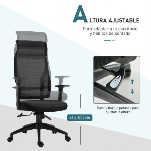 Vinsetto Silla de Oficina Ergonómica y Ajustable Negra