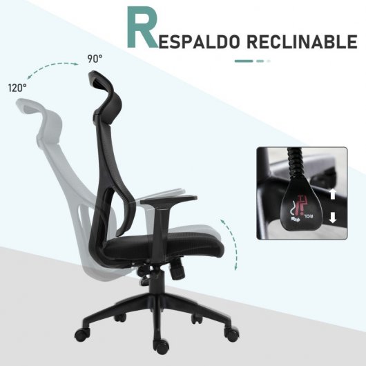 Vinsetto Silla de Oficina Ergonómica y Ajustable Negra