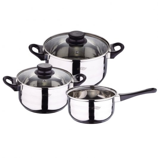 San Ignacio Batería de Cocina 3 Ollas + 3 Sartenes de Aluminio 16/20/24cm