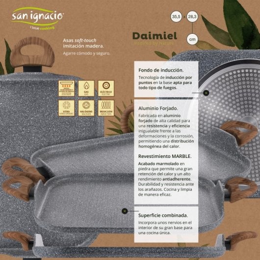 San Ignacio Daimiel Set 2 Sartenes de Aluminio 18/26cm + Asador Grill 35.5cm