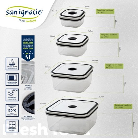 San Ignacio Granito Set 3 Sartenes de Aluminio 20/24/26cm + 4 Recipientes Herméticos