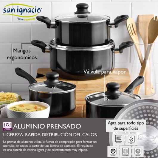 San Ignacio Porto Batería de Cocina 4 Ollas + 3 Sartenes San Ignacio Venus