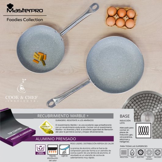 San Ignacio Dina Batería de Cocina 4 Ollas + 2 Sartenes MasterPro Foodies