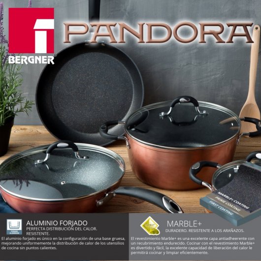 Bergner Pandora Batería de Cocina de Aluminio Forjado 6 Piezas
