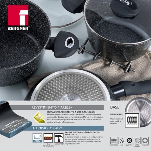 Bergner Orion Batería de Cocina de Aluminio Forjado 5 Piezas