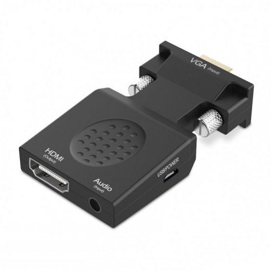 Unotec Adaptador Compacto VGA a HDMI con Sonido
