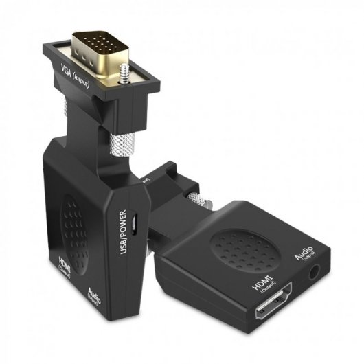 Unotec Adaptador Compacto VGA a HDMI con Sonido