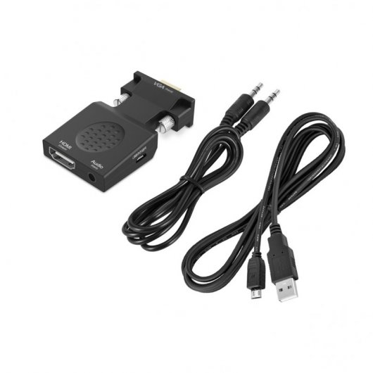 Unotec Adaptador Compacto VGA a HDMI con Sonido