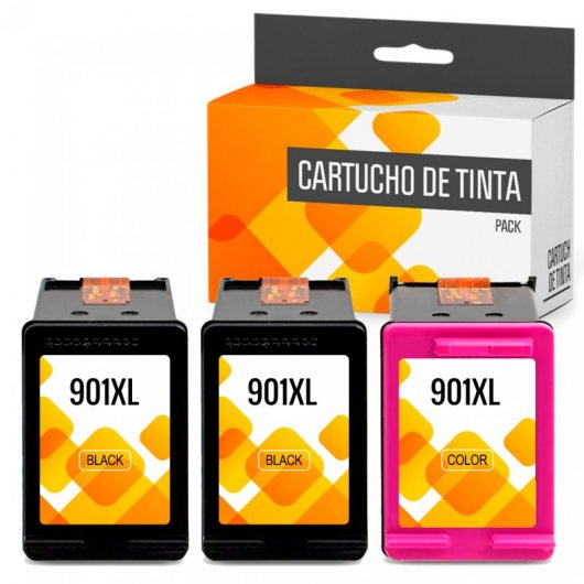 Cartuchos Tinta Compatible con HP 901XL Negro/Tricolor Pack 3
