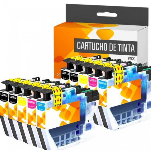 Cartuchos Tinta Compatible con Brother LC3213/LC3211 Negro/Tricolor Pack 10