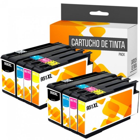Cartuchos Tinta Compatible con HP 950XL/951XL Negro/Tricolor Pack 10