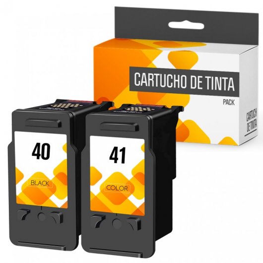 Cartuchos Tinta Compatible con Canon PG40/CL41/CL51 Negro/Tricolor Pack 2