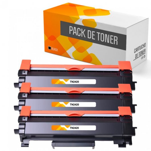 Tóners Compatibles con Brother TN2420/TN2410 Negro Pack 3