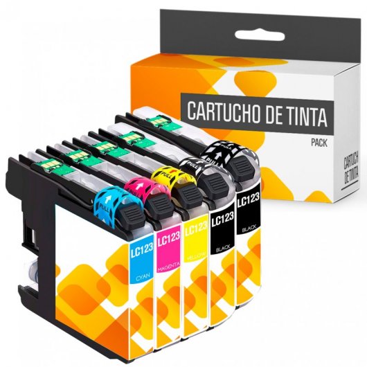 Cartuchos Tinta Compatible con Brother LC123/LC121 Negro/Tricolor Pack 5 |  PcComponentes.com