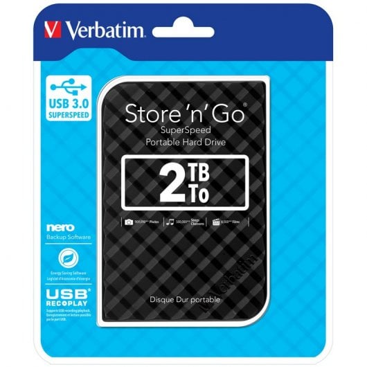 Verbatim Disco rigido portatile Store 'n' Go USB 3.0 da 2 TB Nero