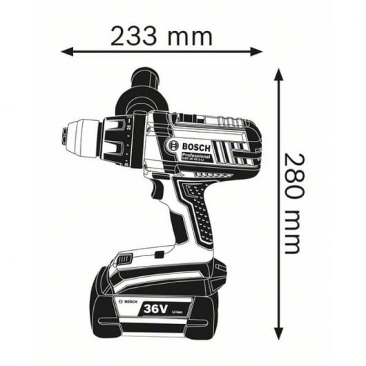 Bosch GSR 36 VE 2 Taladro Atornillador sin Cables + 2 Baterías + Cargador + Empuñadura