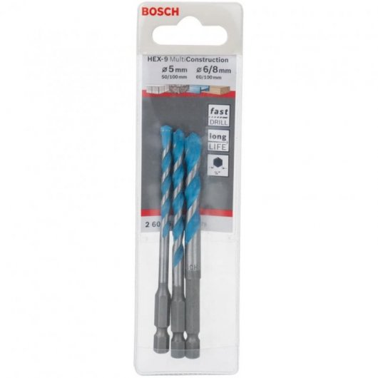 Bosch HEX-9 MultiConstruction Set de 3 Brocas