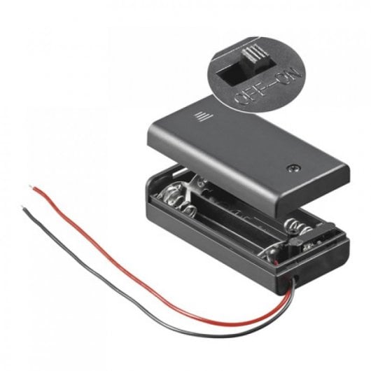 Goobay Portapilas con Interruptor para 2 Pilas LR6 AA Negro