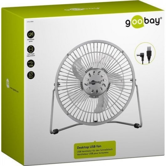 Goobay Ventilador Sobremesa USB 20 cm Gris