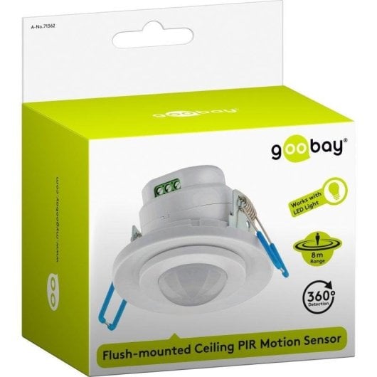Sensore di Movimento Goobay 71362 Cablato Interno Montaggio a Soffitto Rilevamento 360°