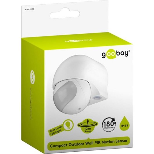 Sensore di Movimento Goobay GBL3060 Alámbrico Interno Esterno IP44 PIR