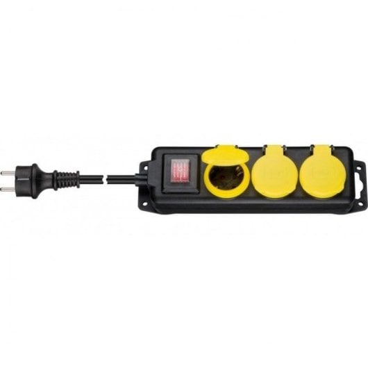Régua de tomadas Goobay 45193 3 tomadas proteção salpicos cabo 3 m com interruptor