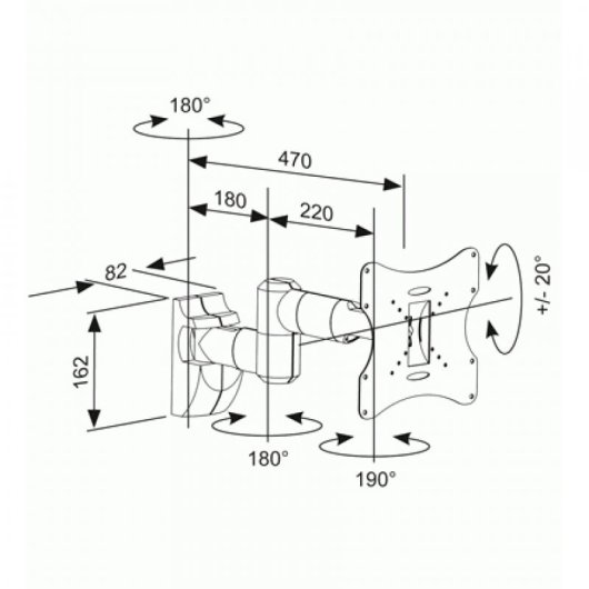 Goobay WH LCD-4 Support Mural pour Moniteur/TV 30" Max 30Kg Argent