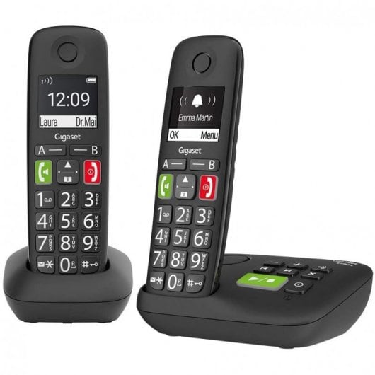 Gigaset E290A Teléfono Inalámbrico Duo Negro