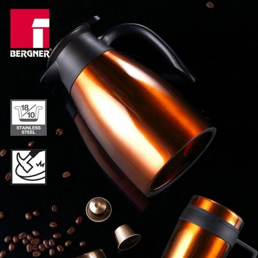 Bergner Neon Classic Termo para Café Acero Inoxidable Naranja 1.5L