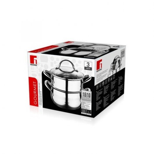 Bergner Gourmet Set Vaporera 3 Piezas 18cm Acero Inoxidable