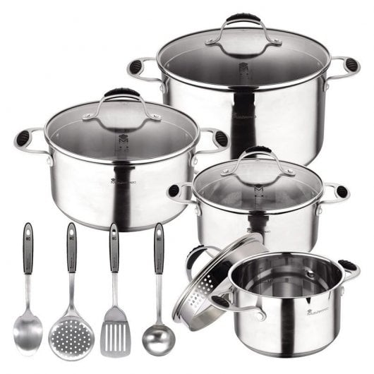 Bergner Masterpro Gravity Set de 2 Ollas + 2 Cacerolas + 4 Utensilios de Cocina