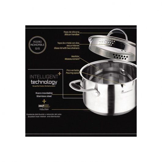 Bergner Masterpro Gravity Set de Cazo + 2 Ollas + 2 Cacerolas