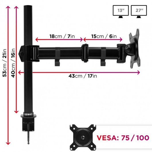 Duronic DM251X3 Soporte para Monitor 13"/27" VESA 100x100 Máx 8Kg
