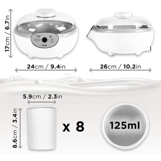 Duronic YM2 Yogurtera con 8 Tarros 20W