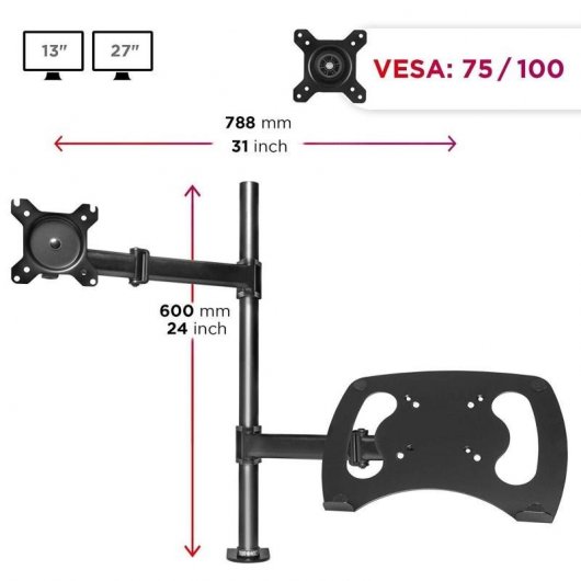 Duronic DM25L1X1 Soporte Brazo para Monitor 13"/27" VESA 100x100 Máx 8Kg