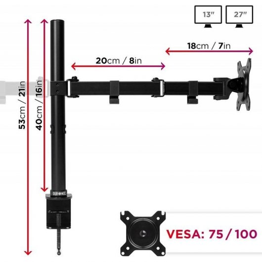 Duronic DM152 Soporte para 2 Pantallas 13"/27" VESA 100x100 Máx 8Kg
