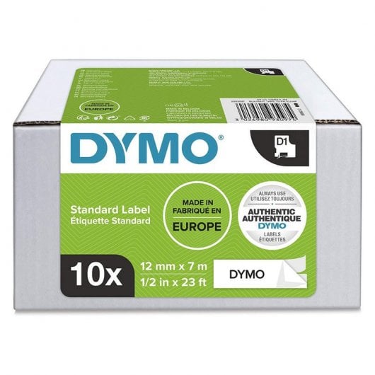 Dymo Pack 10 Etichette Adesive per LabelManager 12mm 7m Nero/Bianco