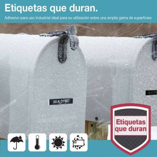 DYMO D1 - Durable Étiquettes - Branco sobre preto - 12mm x 3m
